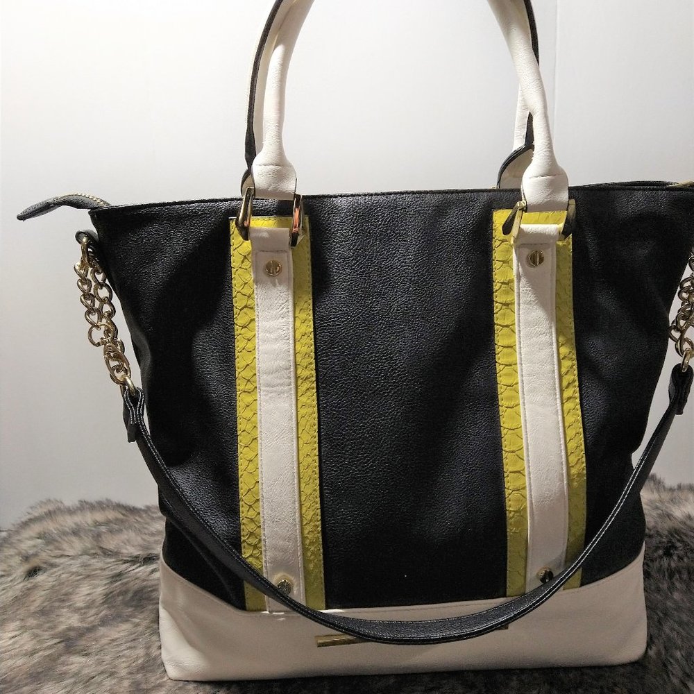 Steve Madden Medium Tri-Color Zip Top Tote